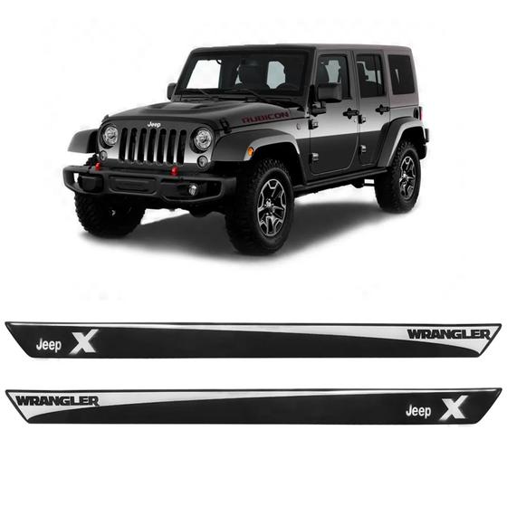 Imagem de Kit Soleira Resinada Adesivo Porta Jeep Wrangler 2015 2016