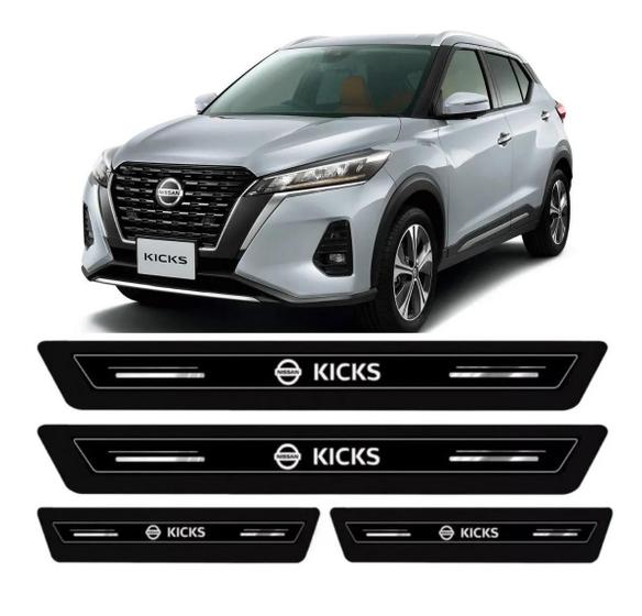 Imagem de Kit Soleira Resinada Proteção Porta Nissan Kicks - Preto