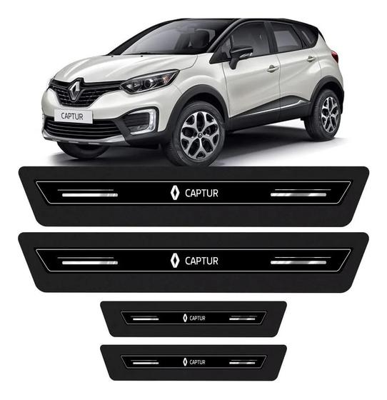 Imagem de Kit Soleira Resinada Proteção Porta Renault Captur - Preto