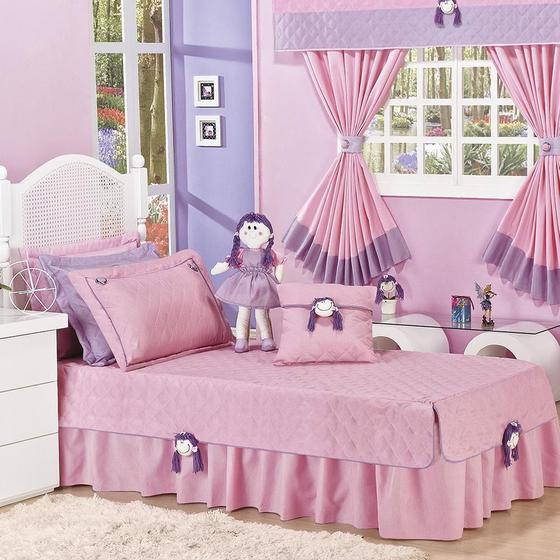 Imagem de Kit Solteiro Little Girl Com Almofada E Boneca 5 Peças- Rosa