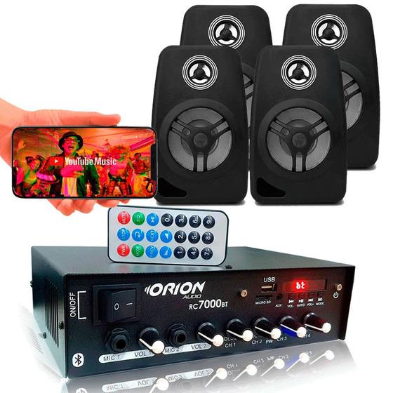 Kit Som Ambiente 500 Watts Bluetooth +4 Caixas Parede Pretas Menor preço em Kit Som Ambiente 500 Watts Bluetooth +4 Caixas Parede Pretas