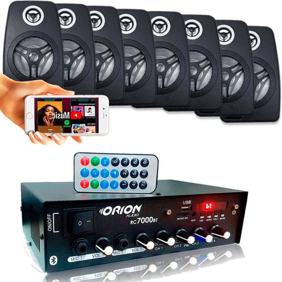 Kit Som Ambiente 500 Watts Bluetooth +8 Caixas Parede Pretas Menor preço em Kit Som Ambiente 500 Watts Bluetooth +8 Caixas Parede Pretas