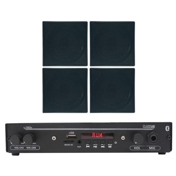 Imagem de Kit Som Ambiente Bluetooth Com 4 Arandelas Quadradas Teto