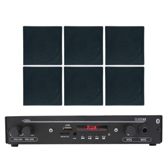 Imagem de Kit Som Ambiente Bluetooth Com 6 Arandelas Quadradas Teto