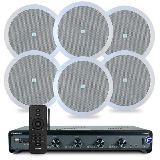 Imagem de Kit Som Ambiente Jbl Bluetooth Conexão Tv Receiver Slim 4500 Optical Area Gourmet + 06 Arandelas Jbl