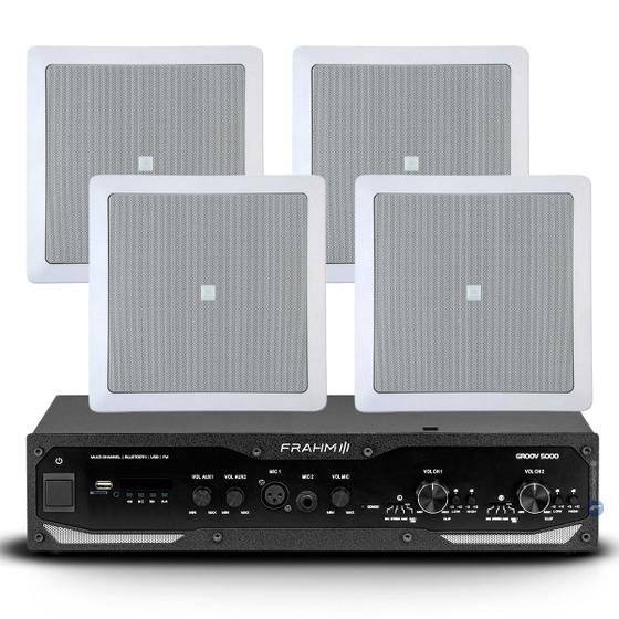 Imagem de Kit Som Ambiente Para Escritorios Bluetooth Usb Sd Receiver Com 4 Arandelas Jbl Area Gourmet