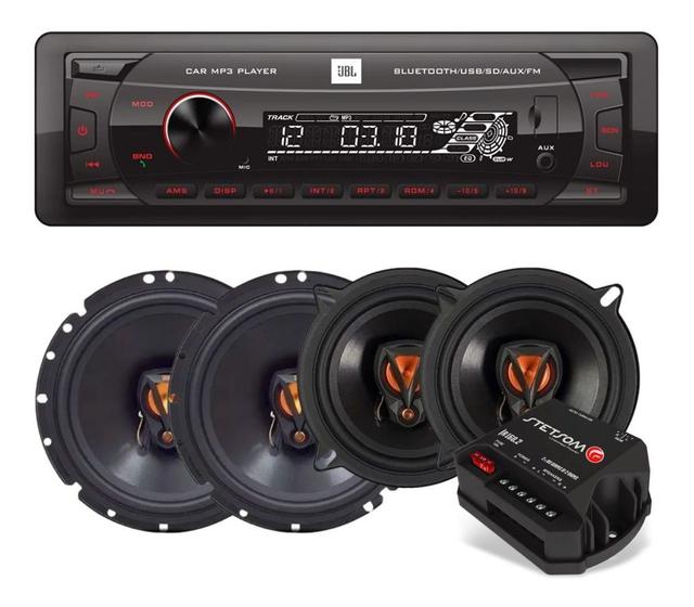 Imagem de Kit Som Automotivo Jbl + 4 Alto Falantes 6 Pol e 5 Pol + Módulo Stetsom