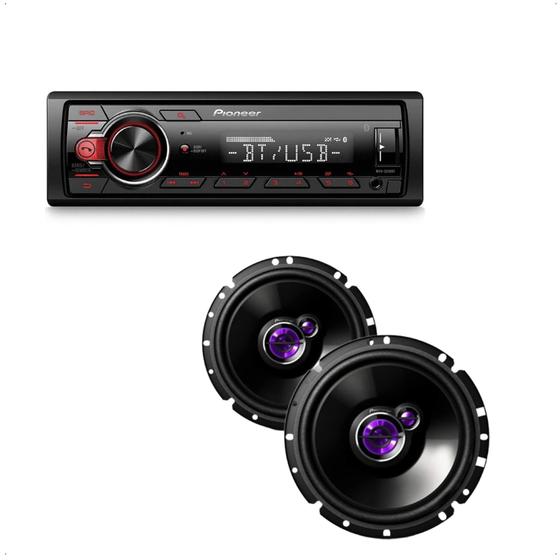 KIT Som Automotivo Rádio de Carro Pioneer 1 Din MP3 USB BT + 1 Par Alto ...