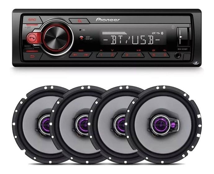 Imagem de Kit Som Pioneer Radio Bluetooth 218bt + 4 Alto Falantes 6pol