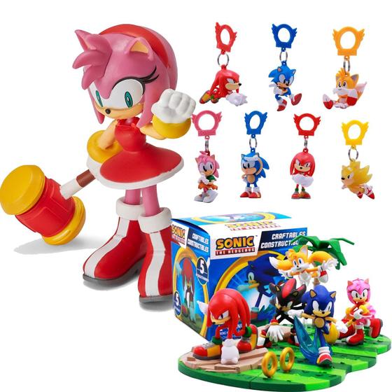 Imagem de Kit Sonic: Boneco Amy + Chaveiro + Mini Figura - DC Toys