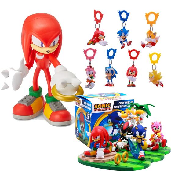 Imagem de Kit Sonic: Boneco Knuckles + Chaveiro + Mini Figura - DC Toys