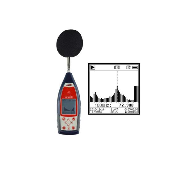 Imagem de Kit Sonômetro Digital Faixa 22 A 136Db Sonoro Usb Sd Filtro Banda Oitava 1/3 Dec-7000 Portátil Instrutherm Maleta