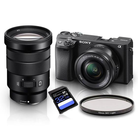 Imagem de Kit Sony a6400 Mirrorless + Lentes Sony E 16-50mm e PZ 18-105mm OSS + Filtro SkyLight 72mm + SDXC 32Gb