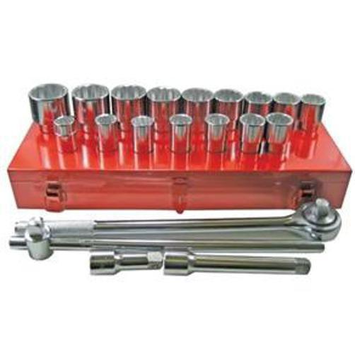 Imagem de Kit Soquetes Com 21 Pçs Enc 3/4 19 - 50 Mm Estriado 9Pc Eda