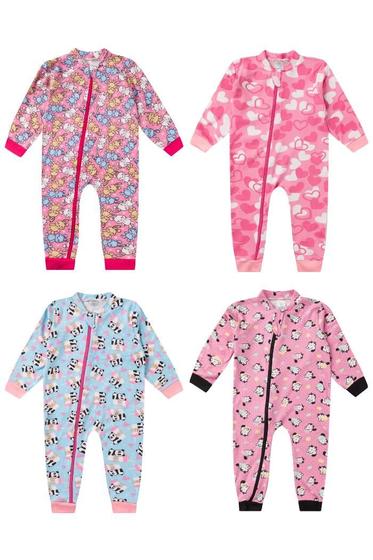 Imagem de Kit Sortido 3 Peças de Macacões Suedine Menina Bebê Inverno  3 Macacões em Suedine -