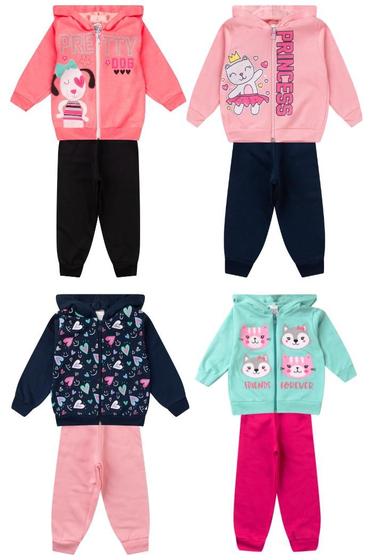 Imagem de Kit Sortido 6 Peças de Roupas Menina Bebê Inverno  3 blusas casacos + 3 calças -