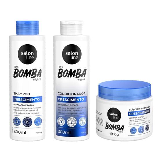 Imagem de Kit Sos Bomba Shampoo + Condicionador + Máscara - Salon Line