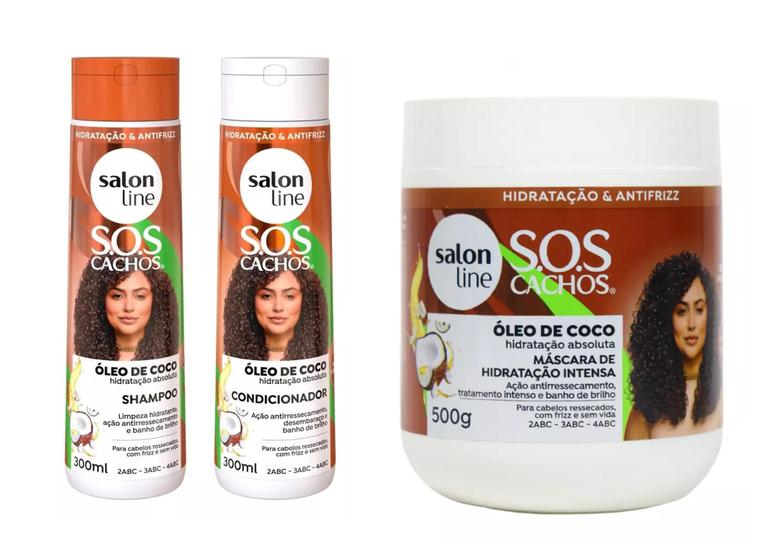 Imagem de Kit Sos Coco Salon Line Shampoo, Condicionador E Máscara