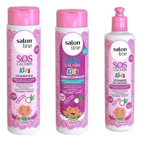 Kit Sos Kids Shampoo Condicionador Ativador De Cachos Salon Line Kit De Tratamento Para Cabelos Magazine Luiza