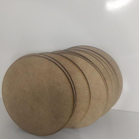 Imagem de Kit Sousplat Com 100 Bolachas 10x10 Cru Circulo Base Mdf 3mm