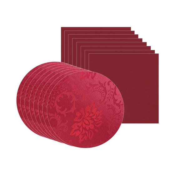 Imagem de Kit Sousplat + Guardanapo Jacquard Vermelho