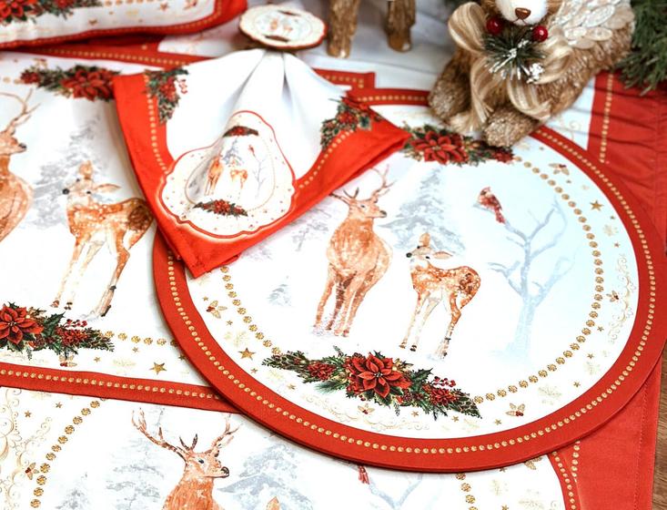 Imagem de Kit Sousplat + Guardanapo Natal Cervos