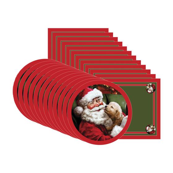 Imagem de Kit Sousplat + Guardanapo Natal Papai Noel/Cachorro