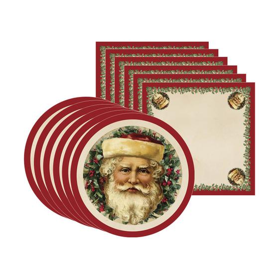 Imagem de Kit Sousplat + Guardanapo Papai Noel Vintage