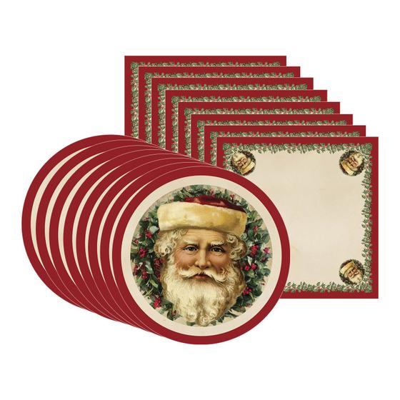 Imagem de Kit Sousplat + Guardanapo Papai Noel Vintage