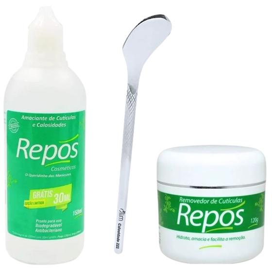 Imagem de Kit Spa Dos Pés Amaciante Para Cutículas E Calosidades Repos + bisturi 222 calo pé rachado tratamento