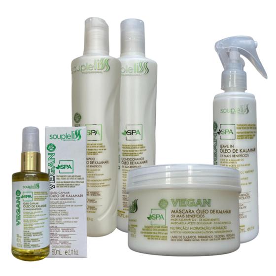 Kit Spa Vegan 300 ml +leave In +óleo Soupleliss Professional Menor preço em Kit Spa Vegan 300 ml +leave In +óleo Soupleliss Professional