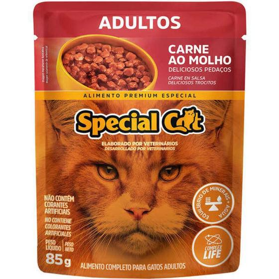 Imagem de Kit Special Cat Sache Pra Gato Adulto Sabor Carne Caixa 20un