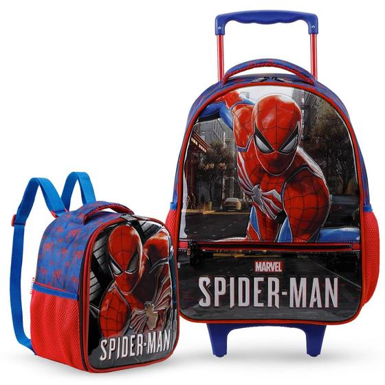 Imagem de Kit Spider Man R1 Escolar Mochila De Rodinhas E Lancheira