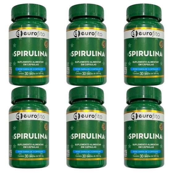 Imagem de Kit Spirulina Eurofito 6 Potes 30 Cápsulas Cada