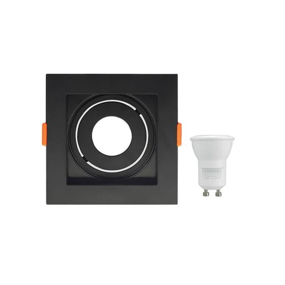 Imagem de Kit Spot Embutir Taschibra Conecta Quadrado Recuado Preto MR11 + Lâmpada LED Taschibra Dicróica TDL 20 3,5W