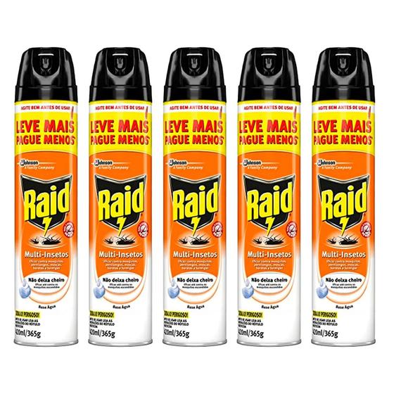 Kit Spray Inseticida Raid Multi Insetos Base Agua 420ml - 5 Unidades Menor preço em Kit Spray Inseticida Raid Multi Insetos Base Agua 420ml - 5 Unidades