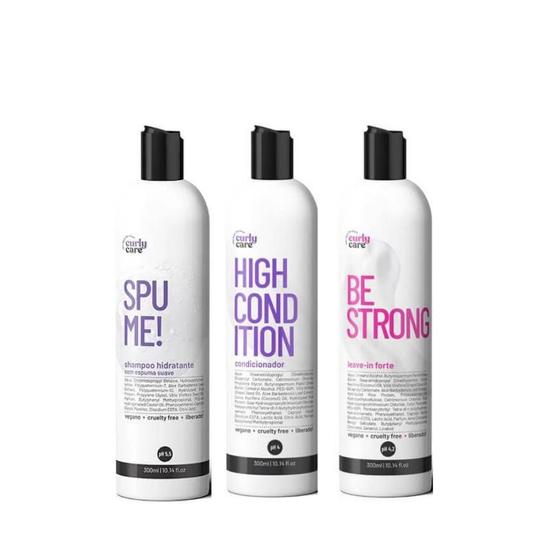 Imagem de Kit Spume, High Condition, Be Strong 3 Produtos Curly Care