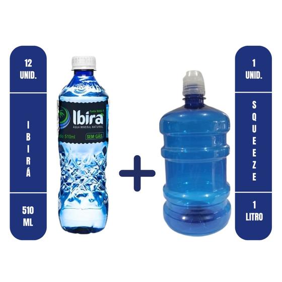 Imagem de Kit Squeeze de 1 Litro + Água Mineral Ibira S/g - 12X510Ml