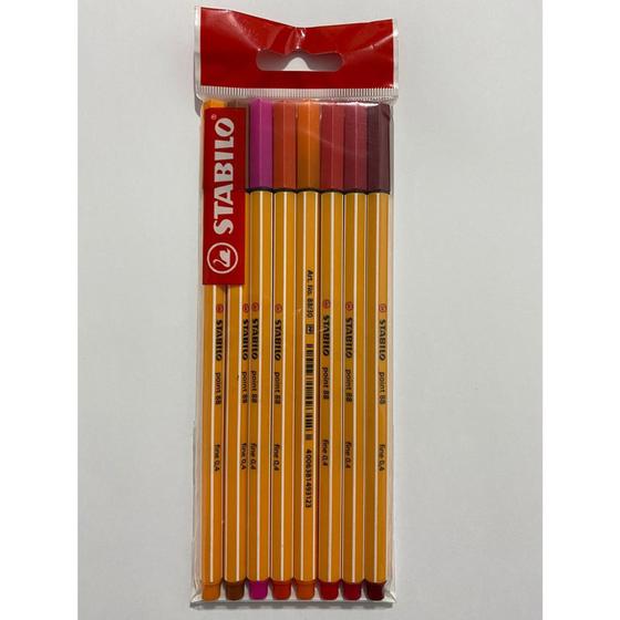 Kit Stabilo Tons Vermelhos e rosas com 8 unidades point 88 Imagem de Kit Stabilo Tons Vermelhos e rosas com 8 unidades point 88