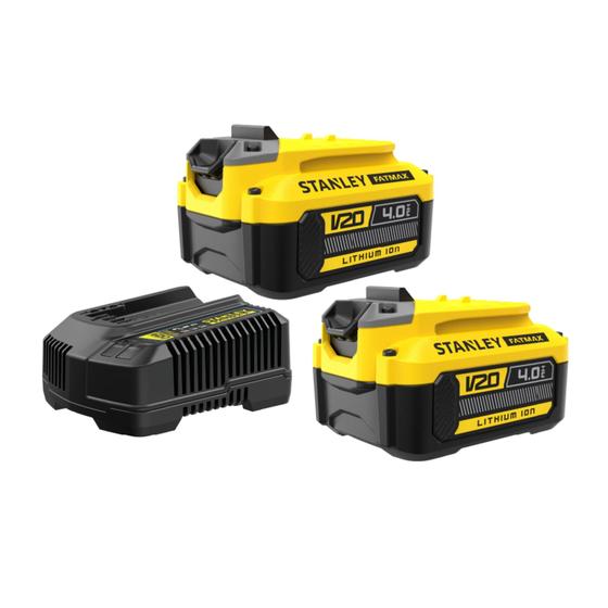 Imagem de Kit Stanley SCB244CK 2 Baterias 4Ah 20V + Carregador Bivolt  Longa Duração e Versatilidade para Ferramentas