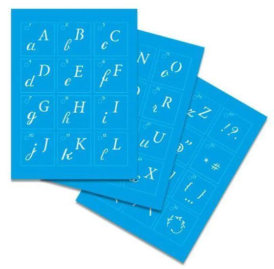 Imagem de Kit Stencil Mini Alfabeto Cursiva Com 38 PeÇAs Stmi2-002 Litoarte