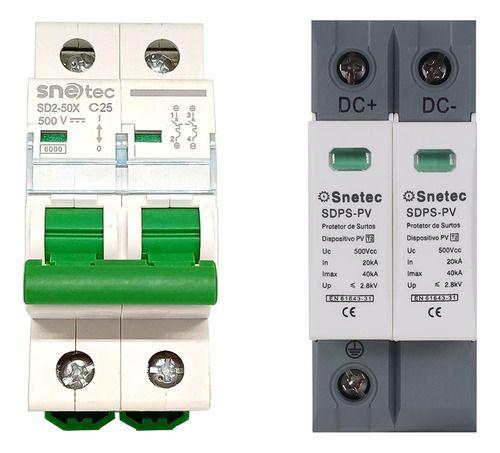 Imagem de Kit String Box Solar 500V 2P Disjuntor + DPS 40kA DC CC