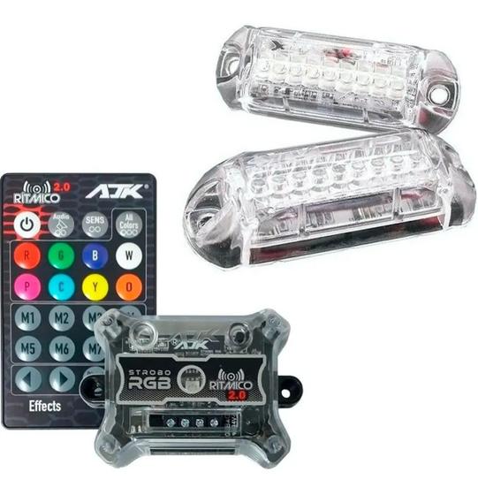 Kit Strobo Automotivo Ajk Rgb Ir Control 2 Faróis Rgb 8cores Menor preço em Kit Strobo Automotivo Ajk Rgb Ir Control 2 Faróis Rgb 8cores