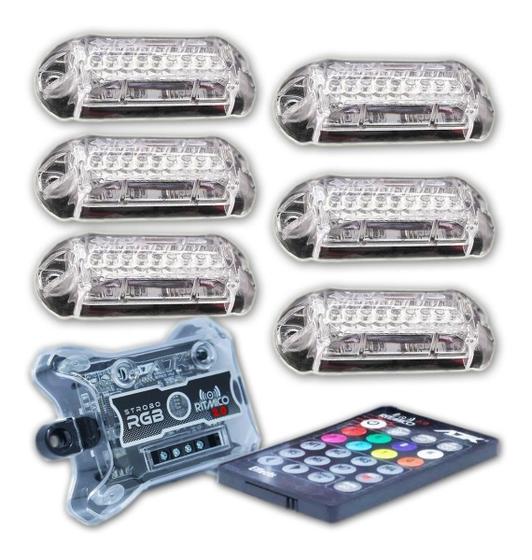 Kit Strobo Automotivo AJK RGB Rítmico IR Control 6 Faróis 3W - RGB 8 Cores Menor preço em Kit Strobo Automotivo AJK RGB Rítmico IR Control 6 Faróis 3W - RGB 8 Cores