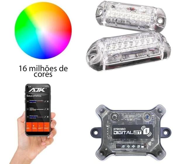 Imagem de Kit Strobo Digital Bluetooth Ajk Com 2 Faróis 3w