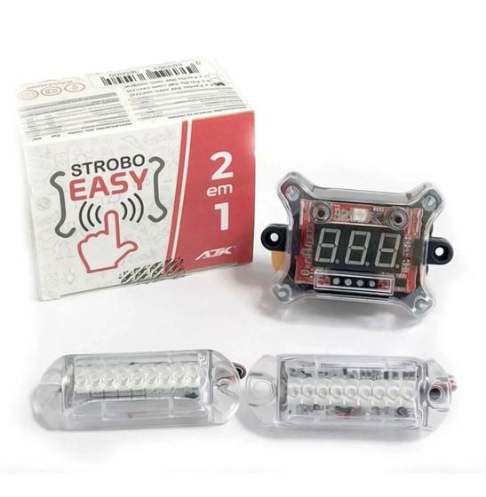Kit Strobo Easy AJK com Voltímetro e 2 Faróis RGB Menor preço em Kit Strobo Easy AJK com Voltímetro e 2 Faróis RGB