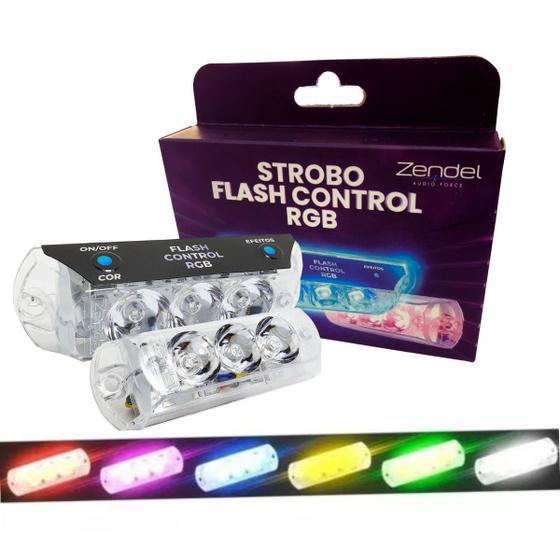 Imagem de Kit Strobo Farol Rgb Automotivo 9w Caixa Bob Central Interna