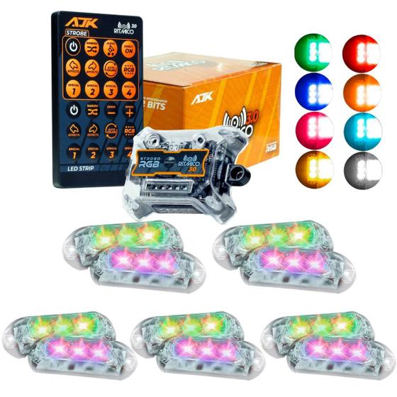 Imagem de Kit Strobo RGB AJK Rítmico 3.0 + 18 Faróis 6W