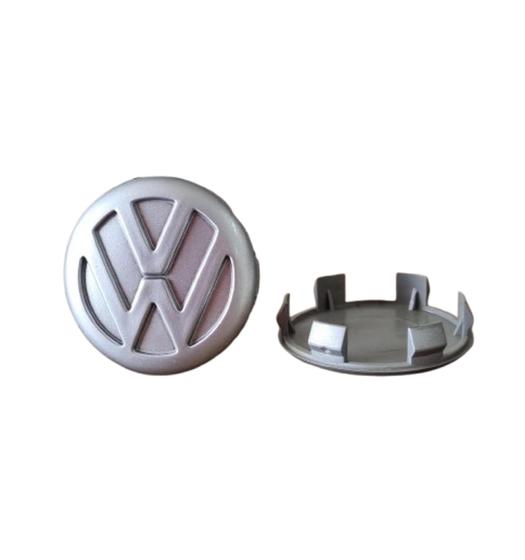 Imagem de Kit sub calota para roda de carro vw externa 55mm interna 53mm alto relevo prata (110516)