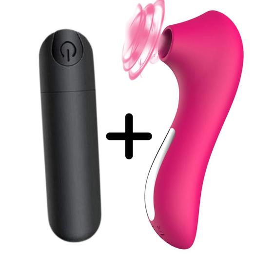 Imagem de KIT Sugador de Clitóris Massageador Vibrador Bullet Recarregável SexShop Premium